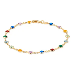 18K Gold Plated Dark Multi Color Crystal Anklet