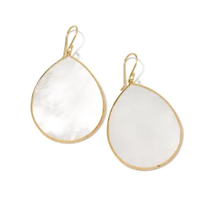 18K Polished Rock Candy Large Teardrop Earrings in Mother-of-Pearl