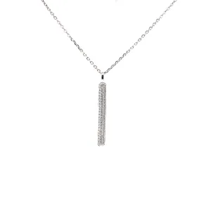 18K White Gold Diamond Pave Bar Necklace (.34ctw)
