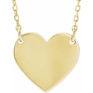 18K Yellow Gold-Plated Sterling Silver 18x16.4 mm Heart 16-18" Necklace
