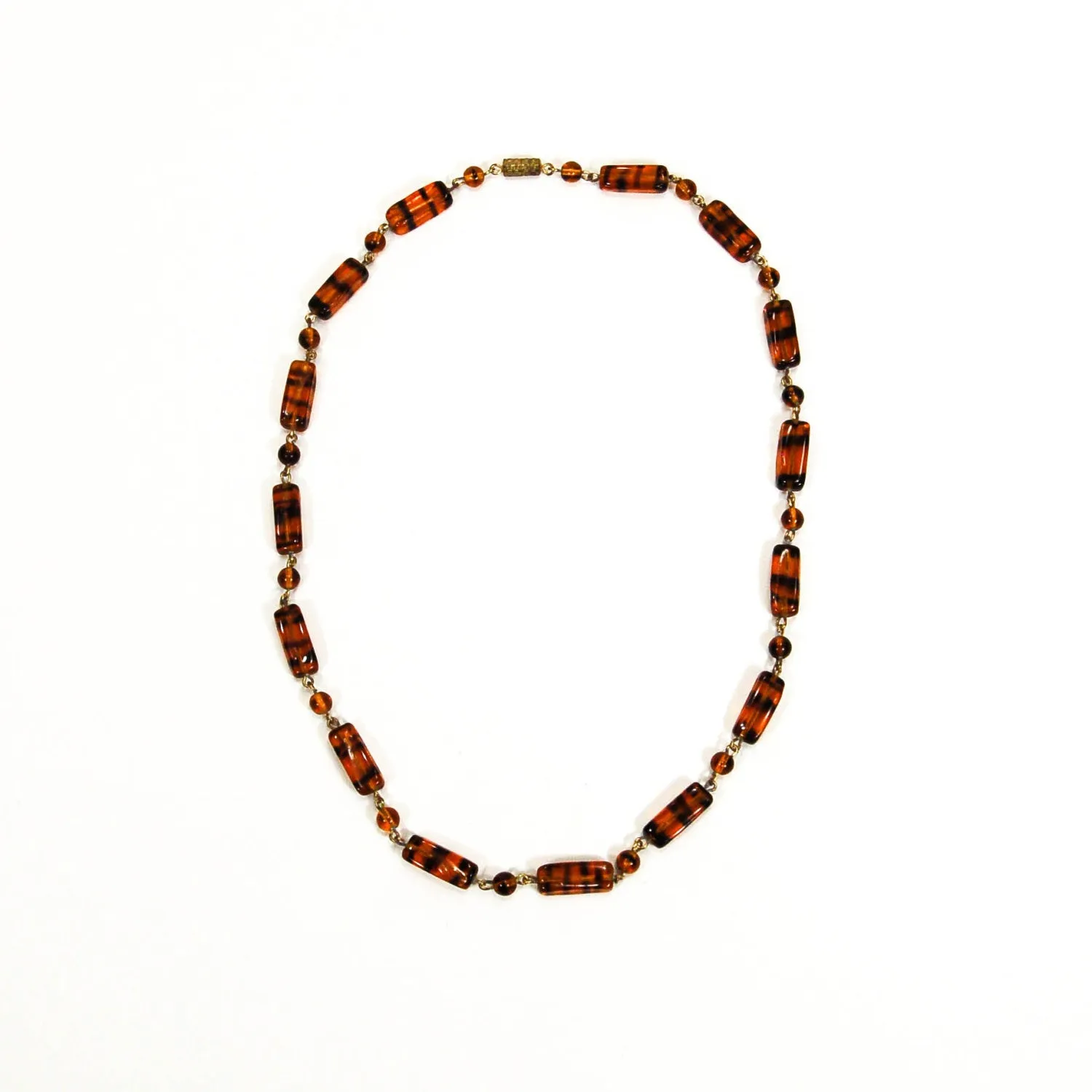 1940's Tiger Eye Glass Bead Necklace