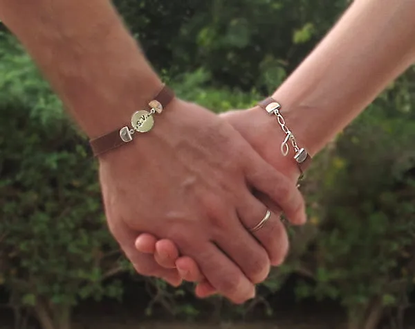 2 Initials Engraved Bracelet Gift for Him and Her