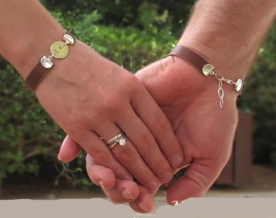 2 Initials Engraved Bracelet Gift for Him and Her