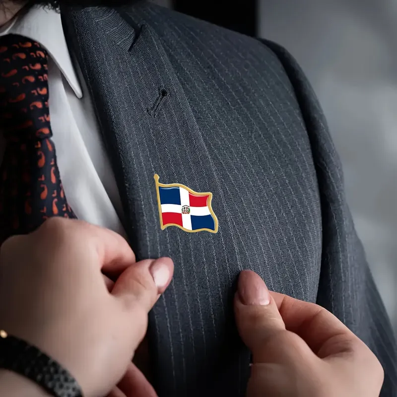 20 Vintage Alloy Dominican Republic Flag Lapel Pins Patriotic Brooches