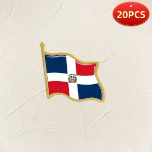 20 Vintage Alloy Dominican Republic Flag Lapel Pins Patriotic Brooches