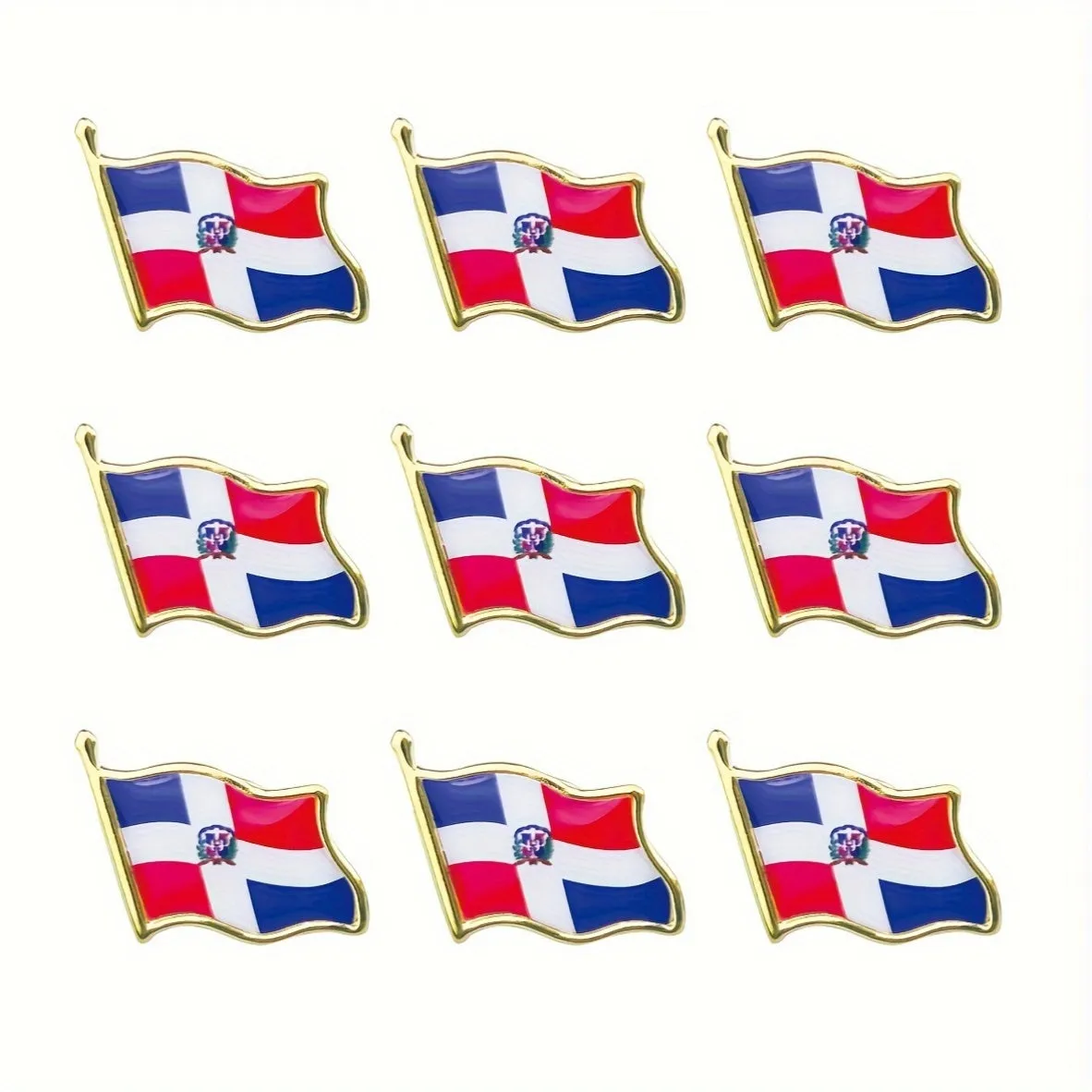 20 Vintage Alloy Dominican Republic Flag Lapel Pins Patriotic Brooches