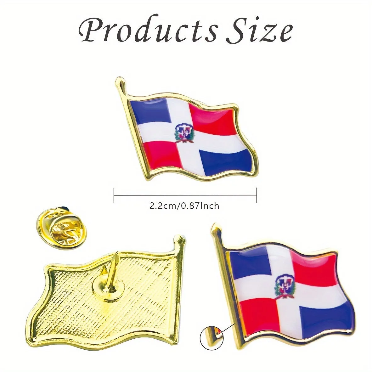 20 Vintage Alloy Dominican Republic Flag Lapel Pins Patriotic Brooches