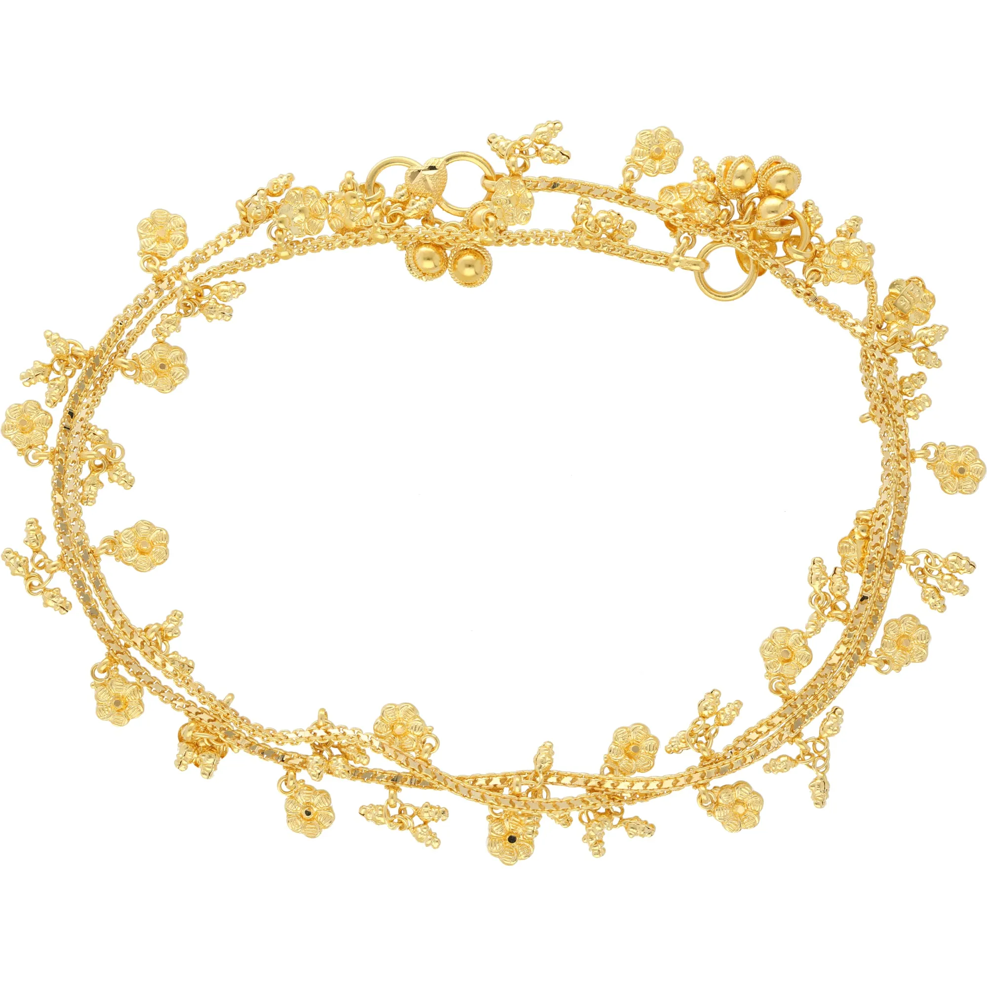 22K Yellow Gold Anklet Set of 2 (26.9gm)