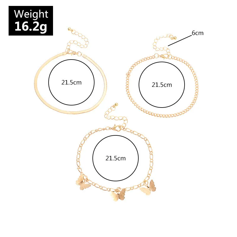 30 Pieces) Butterfly Alloy Chain Anklets