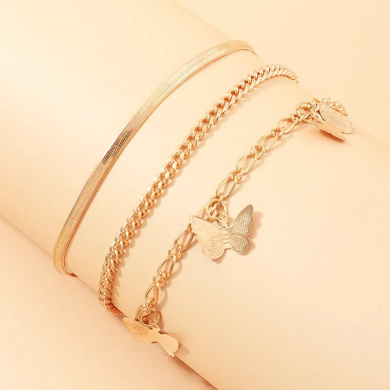 30 Pieces) Butterfly Alloy Chain Anklets