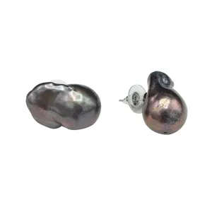 301-10-POST | BLACK WILD PEARL POST EARRING