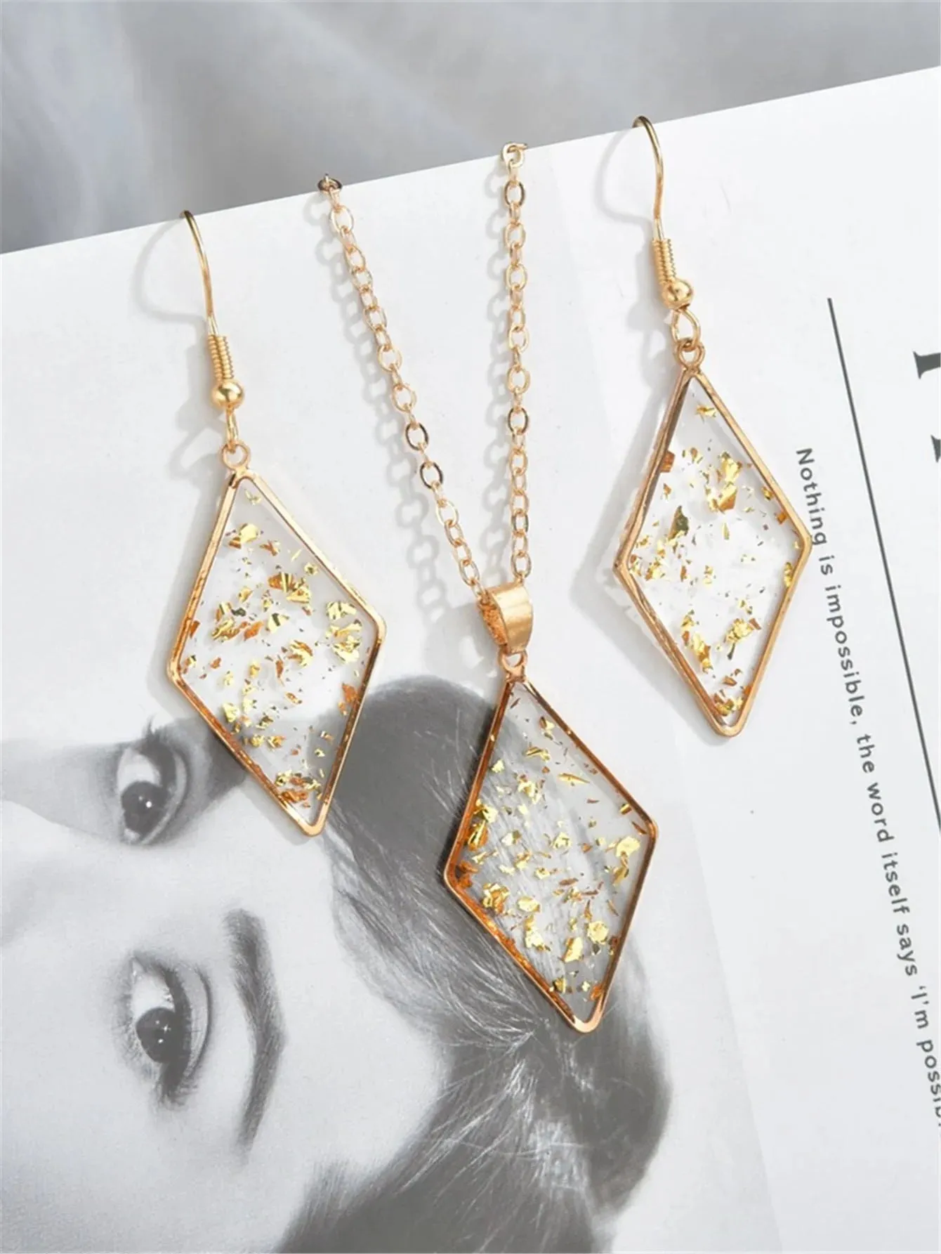 3pcs-clear-geometric-decor-jewelry-set  - FD ⚡