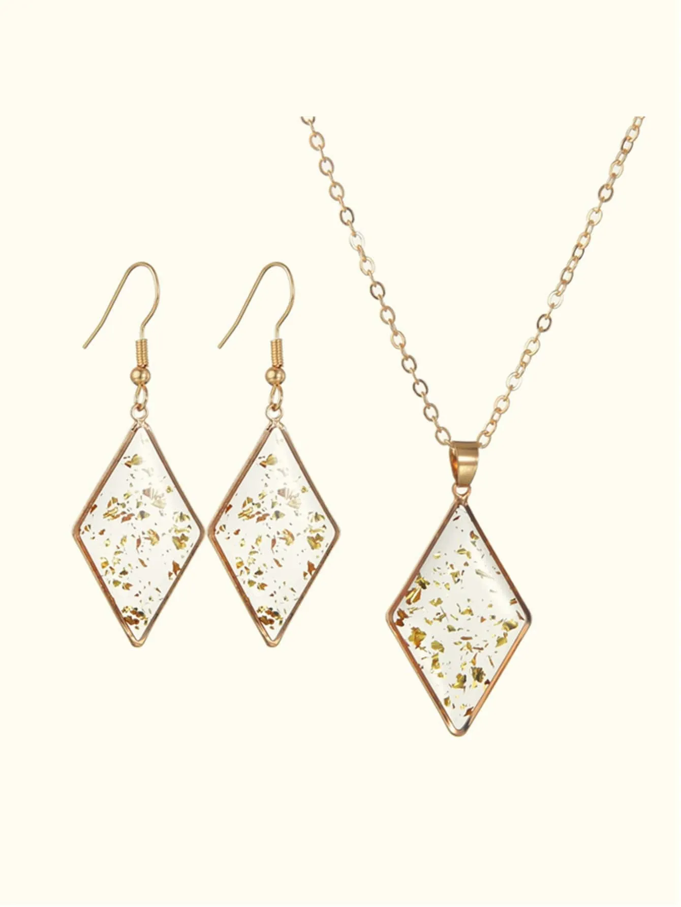 3pcs-clear-geometric-decor-jewelry-set  - FD ⚡
