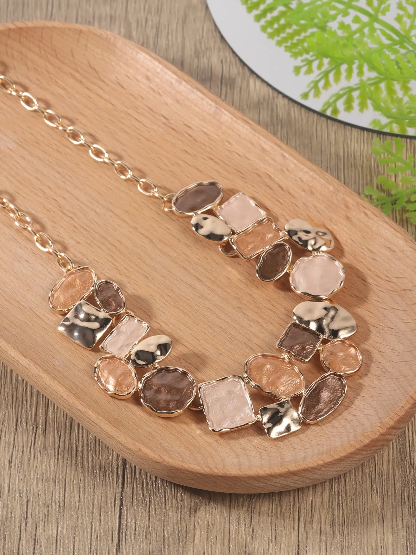 3pcs Square & Irregular Round Decor Jewelry Set