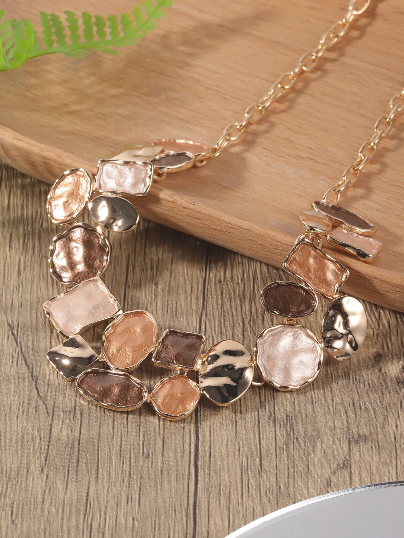 3pcs Square & Irregular Round Decor Jewelry Set