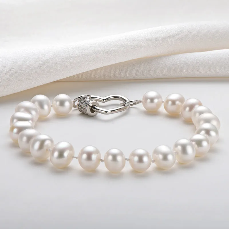 6-11mm Heart Shaped White Freshwater Pearl Bracelet