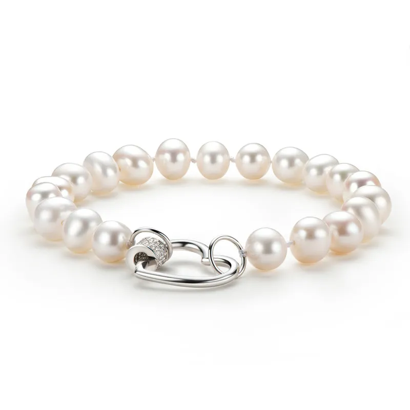 6-11mm Heart Shaped White Freshwater Pearl Bracelet