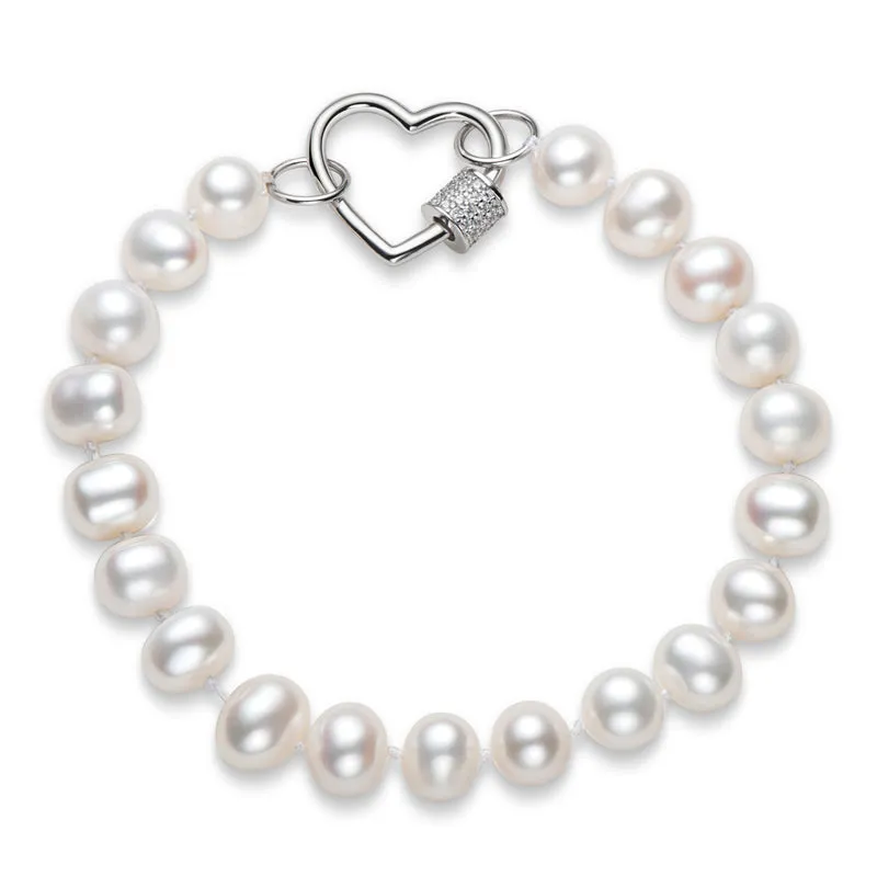 6-11mm Heart Shaped White Freshwater Pearl Bracelet