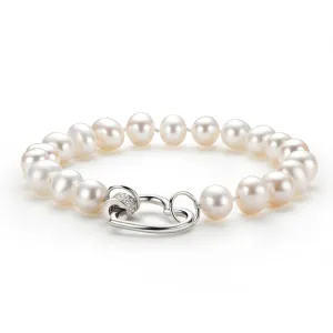 6-11mm Heart Shaped White Freshwater Pearl Bracelet
