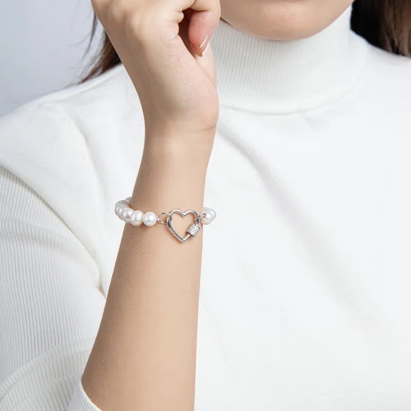 6-11mm Heart Shaped White Freshwater Pearl Bracelet