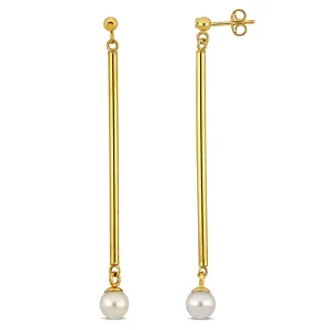6 - 6.5 mm Freshwater Cultured 55mm Drop Pearl Earrings