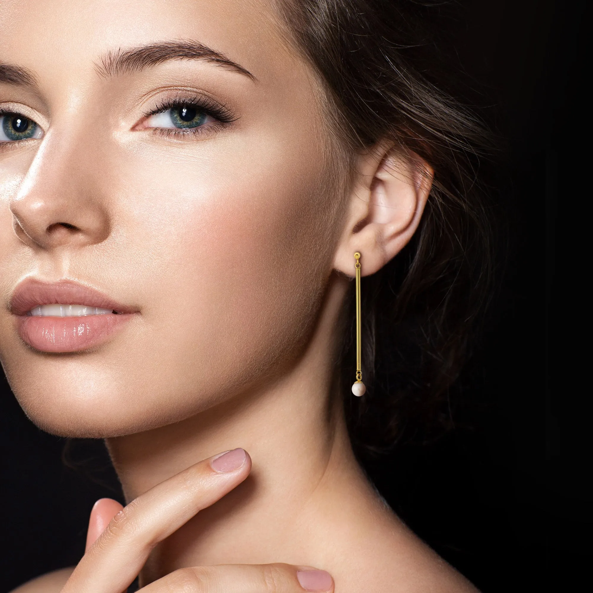 6 - 6.5 mm Freshwater Cultured 55mm Drop Pearl Earrings