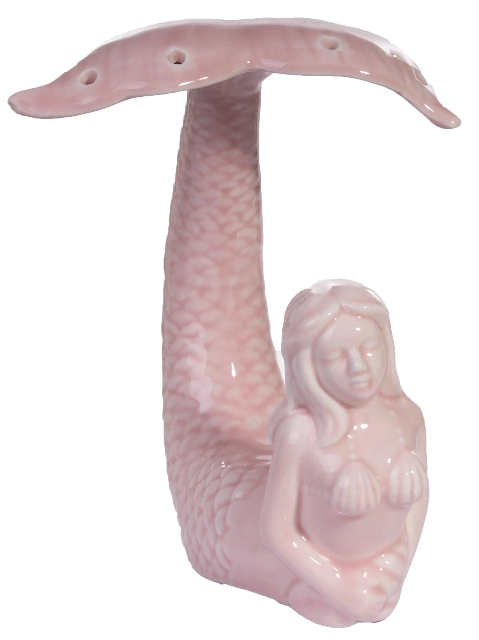 6 Inch Tall Ceramic Mermaid Jewelry Display Stand Figurine