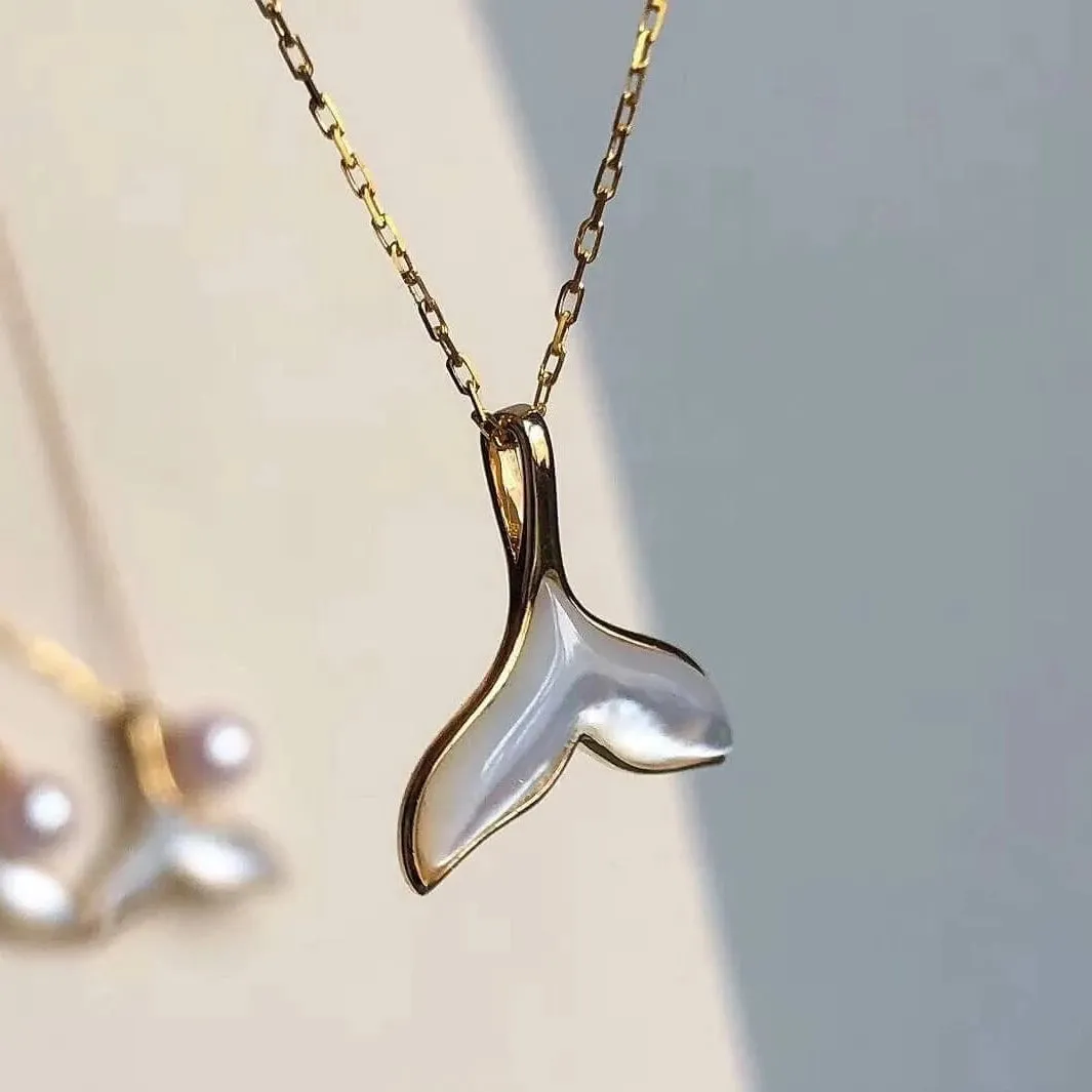 6.0-6.5 mm Mermaid Whale Tail White Akoya Pearl Stud Earrings in 18-Karat Gold