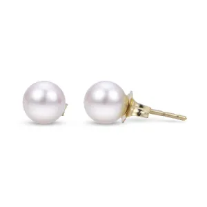 6mm “A” Akoya Pearl 14K Yellow Gold Stud Earrings