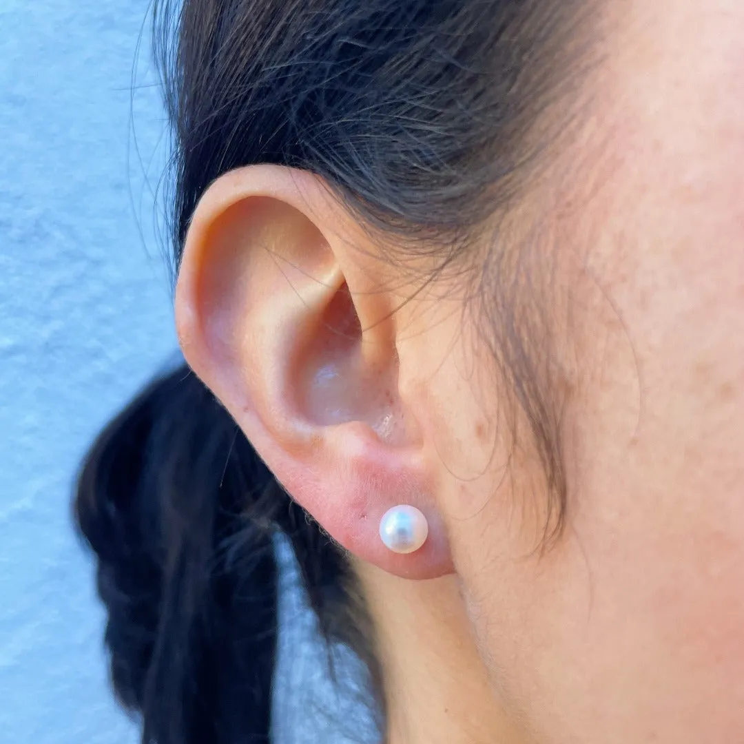 6mm “A” Akoya Pearl 14K Yellow Gold Stud Earrings