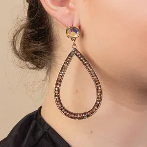 734002 - Crystal Studded Hoop Earrings - Rose Gold