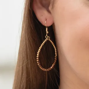 734040 - Crystal Beaded Hoop Earrings - Bronze