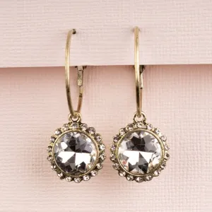 73915 - Glass Crystal Hoop Earrings - White