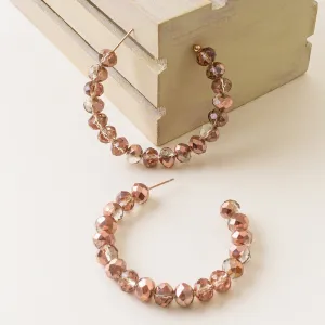 73940-45 - Crystal Beaded Hoop Earrings - Rose Gold