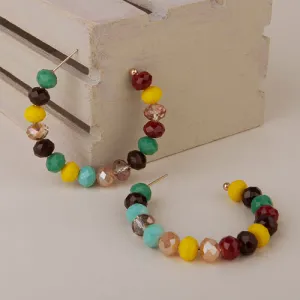 73940 - 78 Crystal Beaded Hoop Earrings - Multi