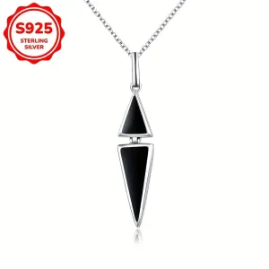 925 Silver Triangle Resin Pendant Necklace, 4.26g