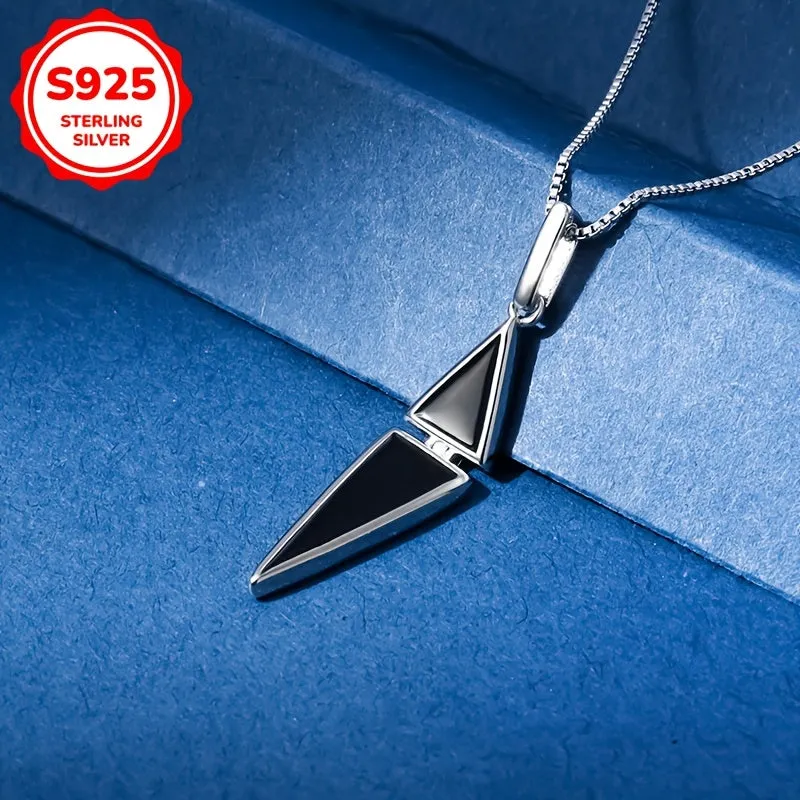 925 Silver Triangle Resin Pendant Necklace, 4.26g