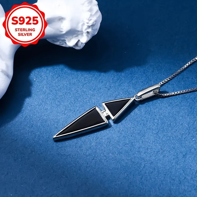 925 Silver Triangle Resin Pendant Necklace, 4.26g