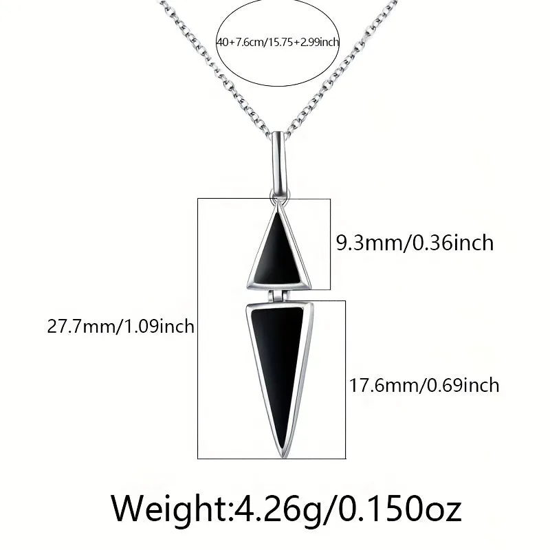 925 Silver Triangle Resin Pendant Necklace, 4.26g