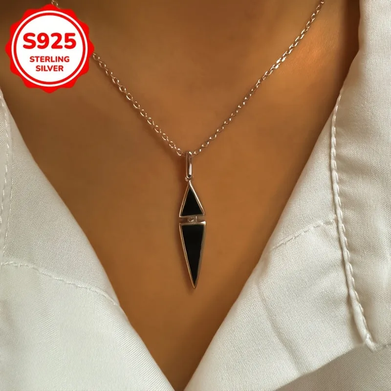 925 Silver Triangle Resin Pendant Necklace, 4.26g
