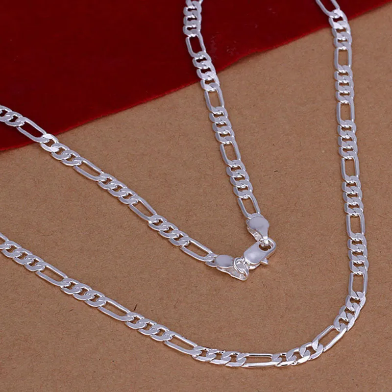 925 sliver Fashion 4MM Chain Figaro Necklace 16-30 Inch Basic Necklace NW