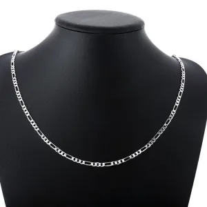 925 sliver Fashion 4MM Chain Figaro Necklace 16-30 Inch Basic Necklace NW
