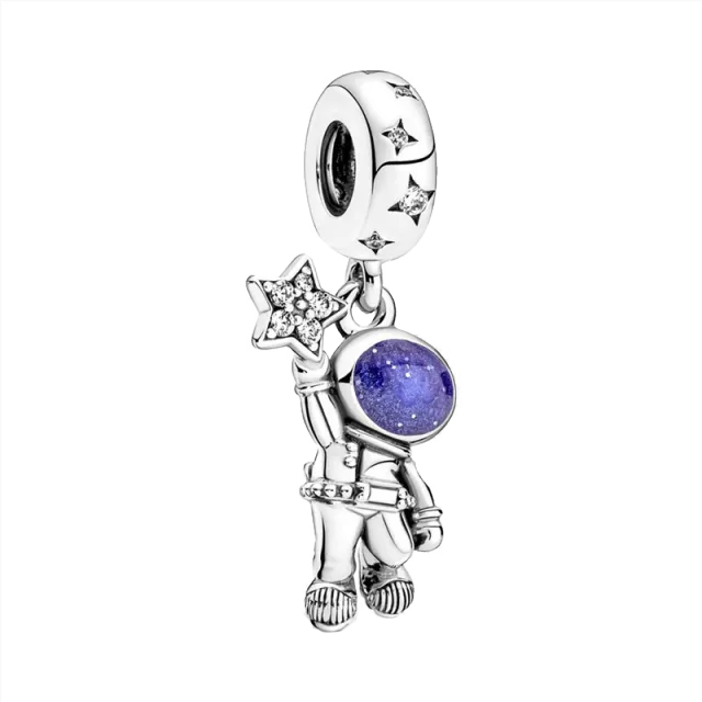 925 Sterling Silver Pendant Romantic Pink Love Purple Birthstone Fit Original Pandora Bracelet for Women