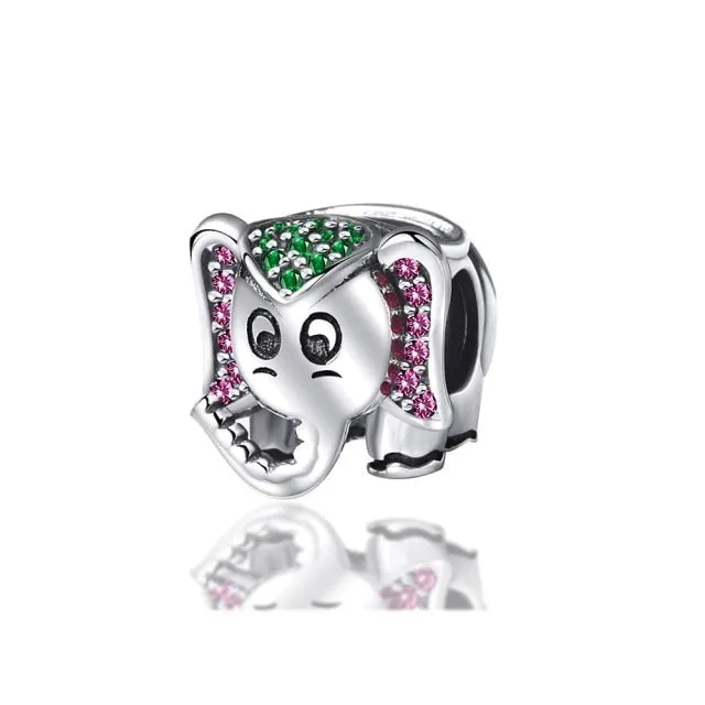 925 Sterling Silver Pendant Romantic Pink Love Purple Birthstone Fit Original Pandora Bracelet for Women
