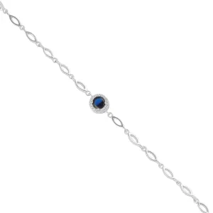 925 Sterling Silver September Month Circle Blue Sapphire Birthstone Bracelet For Women