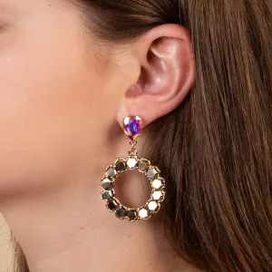 93138 - Crystal Hoop Earrings - Gold