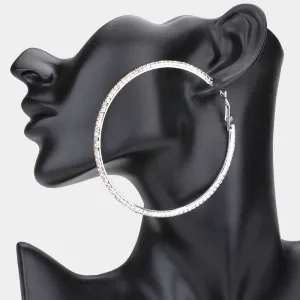 AB Crystal Hoop Earrings | 3" | 254061