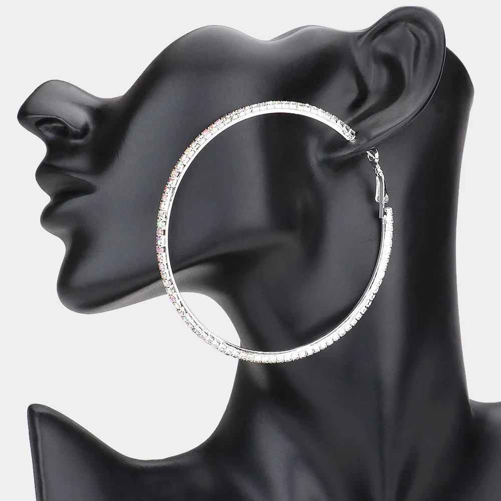 AB Crystal Hoop Earrings | 3" | 254061