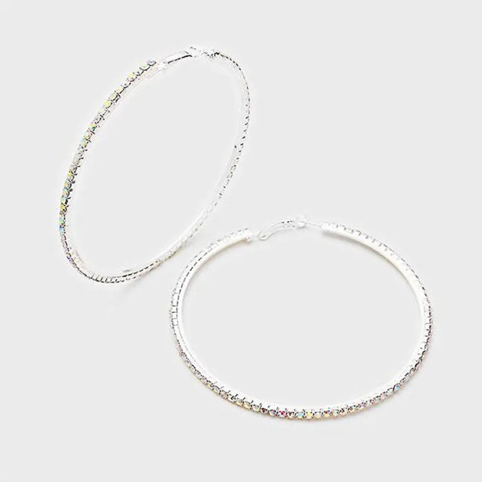 AB Crystal Hoop Earrings | 3" | 254061