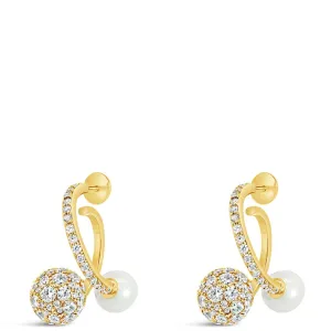 Absolute Gold Pearl & Sphere Hoop Earrings